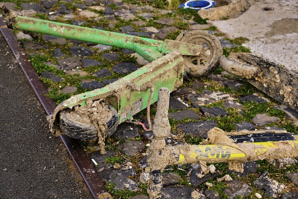 Kick-sharing rental electric scooters retrieved from water