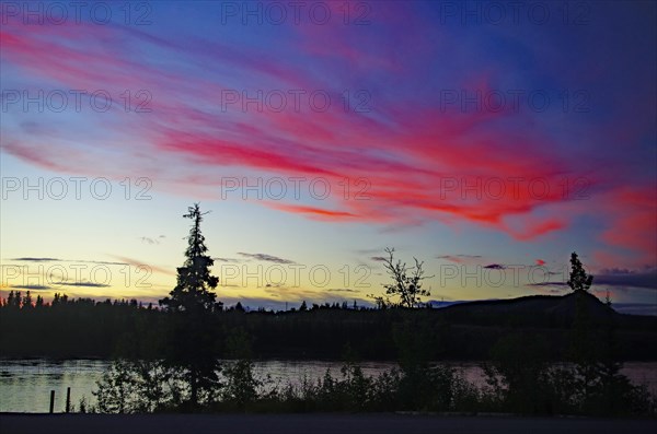 Colourful sunset at the Yukon River