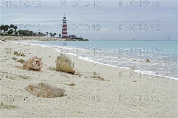 Sunset Beach Beach and Lighthouse of the private island of the cruise line MSC Cruises