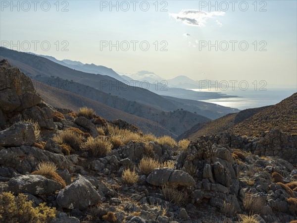 View over the Anapoli Gorge to the mountains of the south coast