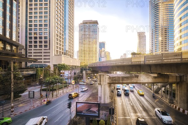 Sunny day in business downtown of Bangkok