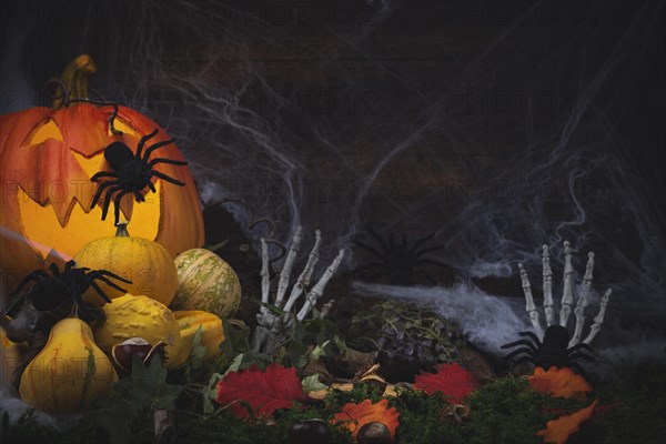 Halloween background with pumpkins