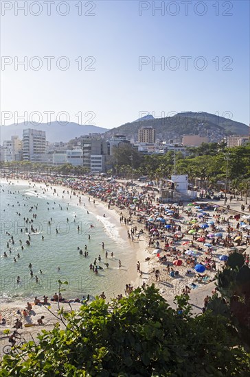 Ipanema beach with the mountains in the background