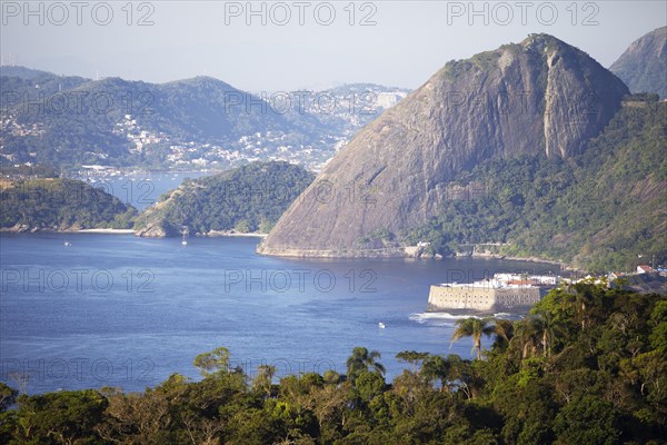 View of the Fortaleza de Santa Cruz da Barra and the island landscape in the Atlantic Ocean