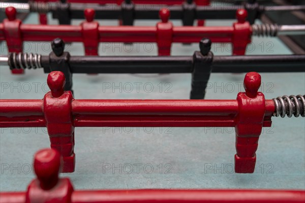 Detailed view of the foosball game