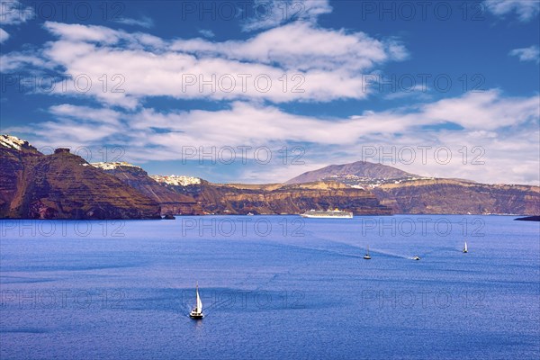 Panorama of Santorini island