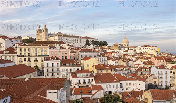 View of Alfama and Monastery of Sao Vicente de Fora from Miradouro das Portas do Sol