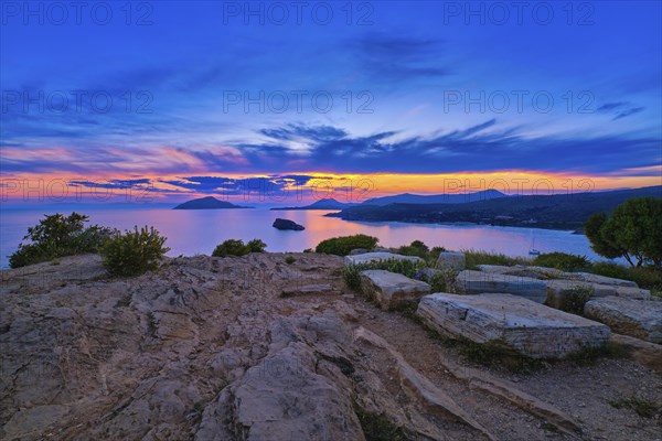 Sunset at ancient Temple of Poseidon