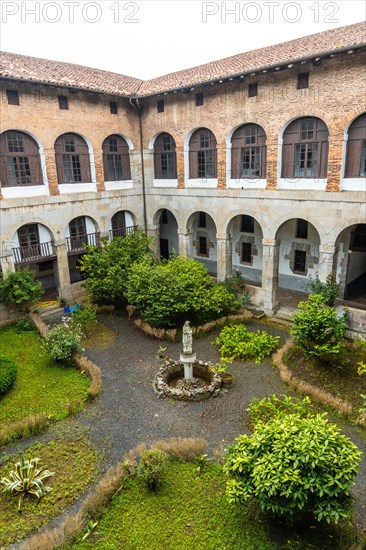 Patio seen from above of the Santa Clara Monastery in the town of Azkoitia next to the Urola river. Founded by Don Pedro de Zuazola