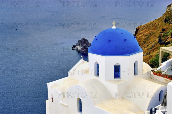 Beautiful view of Santorini island village or town