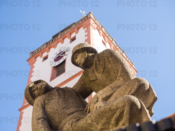 Fountain with monument for fallen soldiers