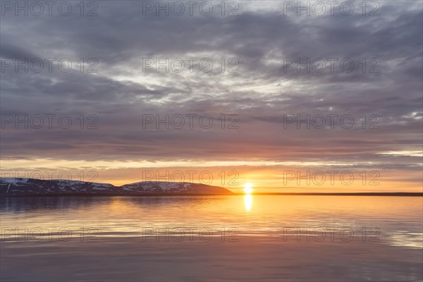 Liefdefjorden at sunset in summer