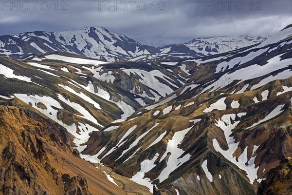 Rhyolite mountains at the Landmannalaugar valley in the Fjallabak Nature Reserve