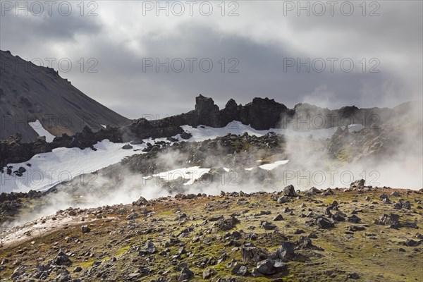 Steam from fumaroles