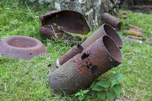 Old rusty base plate and Livens projectors