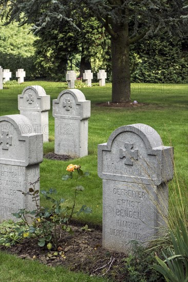 WWI German graves at the St Symphorien Commonwealth War Graves Commission cemetery at Saint-Symphorien near Mons