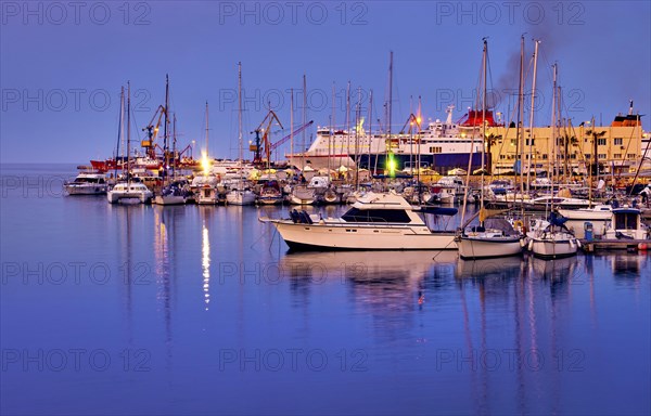 View of port area and bay in Heraklion