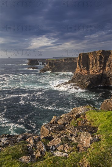 Sea cliffs and sea stacks at Eshaness