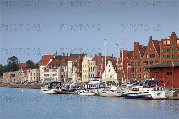 Historic houses along the river Trave