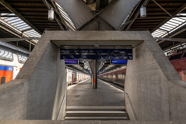 Railroad Station with Train in a Sunny Day in Zurich