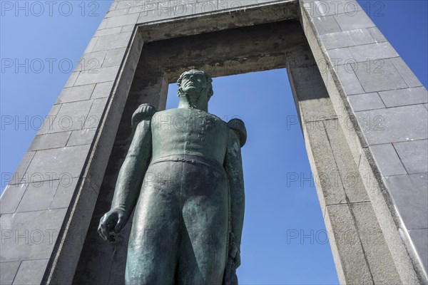 Statue at the Leopold I Esplanade at seaside resort De Panne along the North Sea coast