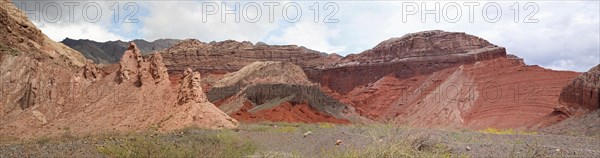 Desert landscape of the Valley of the Rio las Conchas in the Quebrada de Cafayate