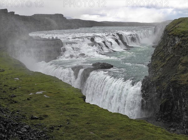 The Gullfoss Waterfall of the Hvita River in the Haukadalur Valley in the south of Iceland