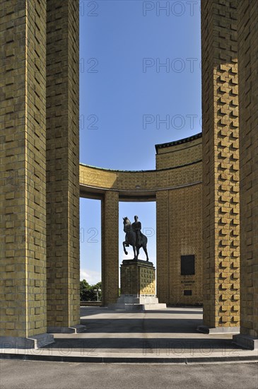 The Memorial King Albert I monument along the river IJzer near the sluice complex Ganzenpoot