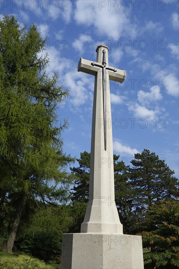 British Cross of Sacrifice at the St Symphorien Commonwealth War Graves Commission cemetery at Saint-Symphorien near Mons