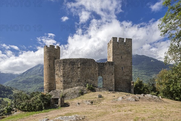 Ruins of the Chateau Sainte-Marie castle near Esterre and Luz-Saint-Sauveur