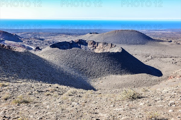 View of large crater of extinct volcano