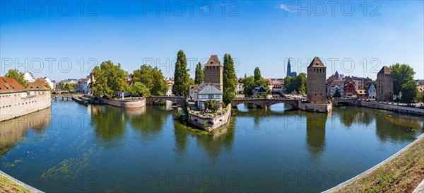 View of Ponts Couverts bridge from Barrage Vauban in Strasbourg