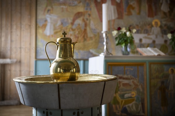 Baptismal font and jug