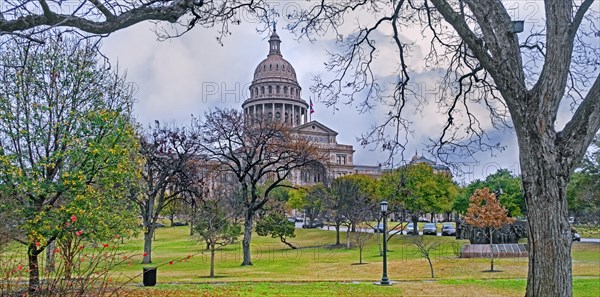 Texas State Capitol in autumn