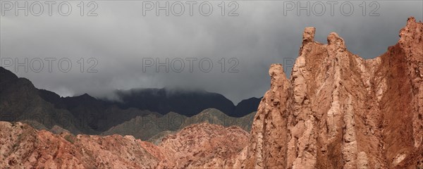 Desert landscape of the Valley of the Rio las Conchas in the Quebrada de Cafayate