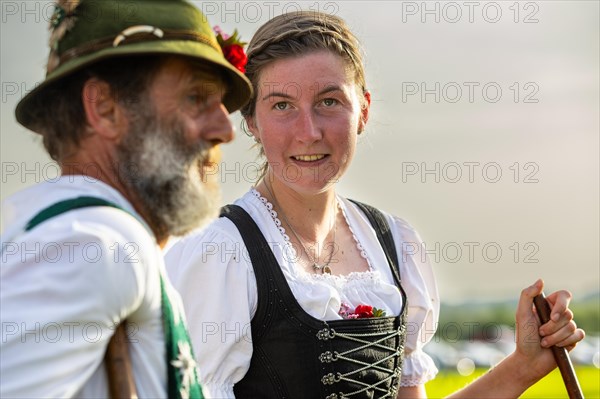 Shepherd and shepherdess in traditional traditional costume