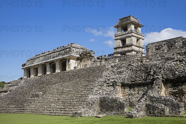 Palace with Observation Tower at the pre-Columbian Maya civilization site of Palenque