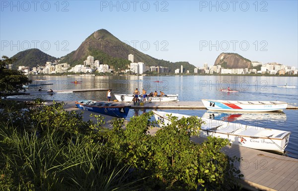 Boats in the lagoon Lagoa Rodrigo de Freitas