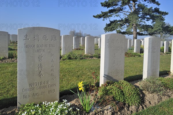 First World War cemetery of Chinese labourers at Noyelles-sur-Mer