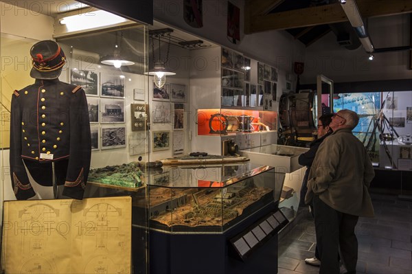 Tourists visiting the Fort de Loncin museum about the First World War One near Liege