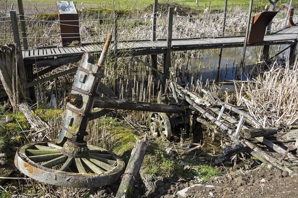 Broken cart and duckboard over flooded terrain at The IJzertoren