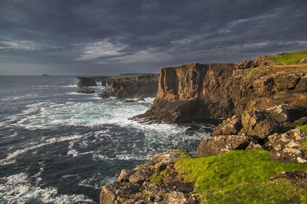 Sea cliffs and sea stacks at Eshaness