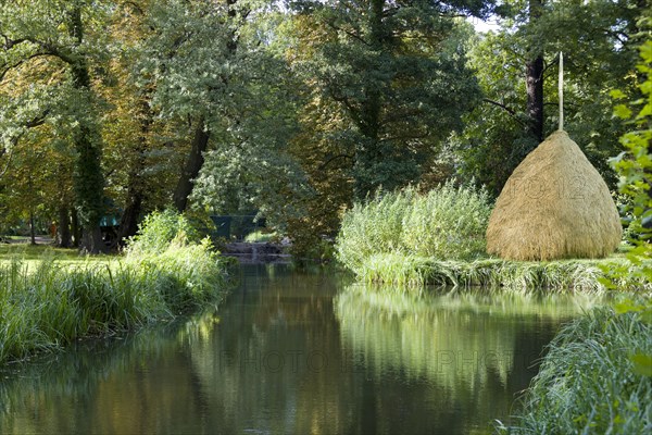 Haystack in a meadow in the Spreewald