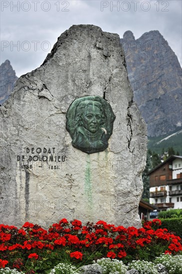 Monument in honour of the French geologist Deodat Gratet de Dolomieu at Cortina d'Ampezzo