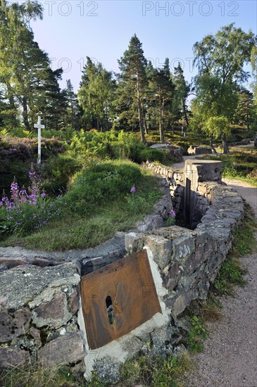 Loophole from German trench at the First World War battlefield Le Linge at Orbey