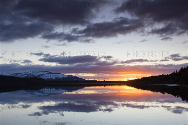 Loch Morlich at sunset in winter