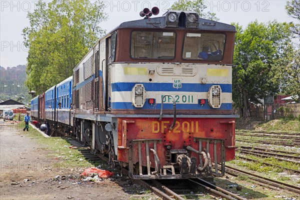 Old train on the Burma railway at the town Aungban in the Kalaw Township