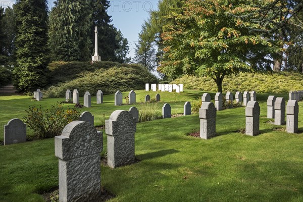 WWI British and German graves at the St Symphorien Commonwealth War Graves Commission cemetery at Saint-Symphorien near Mons