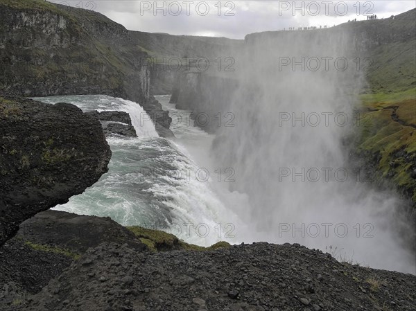 The Gullfoss Waterfall of the Hvita River in the Haukadalur Valley in the south of Iceland