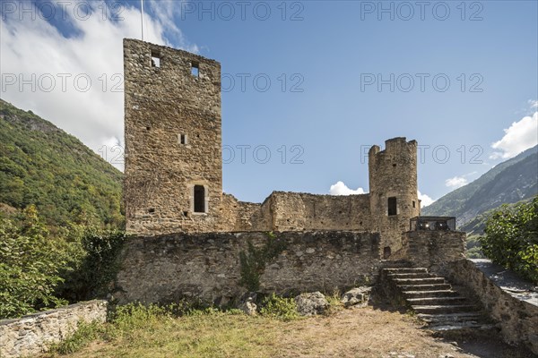 Ruins of the Chateau Sainte-Marie castle near Esterre and Luz-Saint-Sauveur